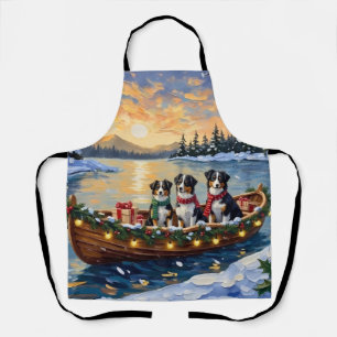 Australian Shepherd Christmas Boat Holiday Apron