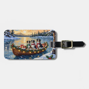 Australian Shepherd Christmas Boat Holiday Luggage Tag