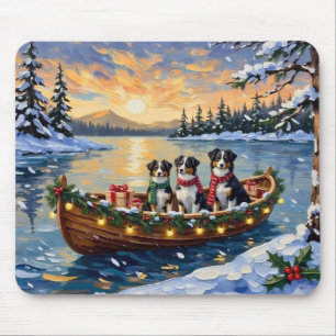 Australian Shepherd Christmas Boat Holiday Mouse Mat