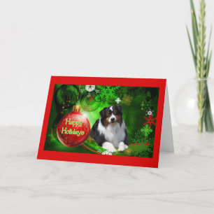 Australian Shepherd Christmas Card Happy Holidays