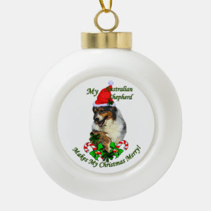 Australian Shepherd Christmas Ceramic Ball Christmas Ornament