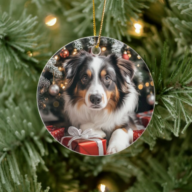 Australian Shepherd Christmas Ceramic Tree Decoration (Tree)