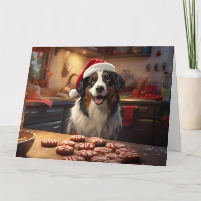 Australian Shepherd Christmas Cookies Holiday Card (Front)