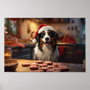 Australian Shepherd Christmas Cookies Holiday Poster