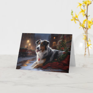 Australian Shepherd Christmas Festive Season Card