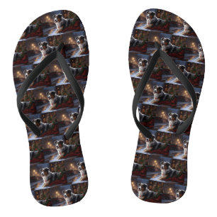 Australian Shepherd Christmas Festive Season  Flip Flops