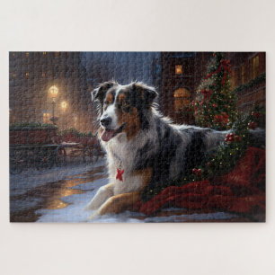 Australian Shepherd Christmas Festive Season  Jigsaw Puzzle