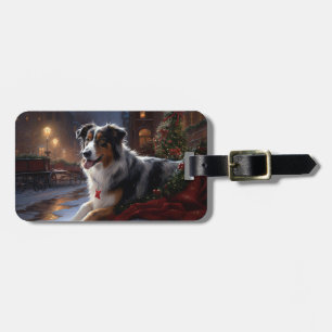 Australian Shepherd Christmas Festive Season Luggage Tag