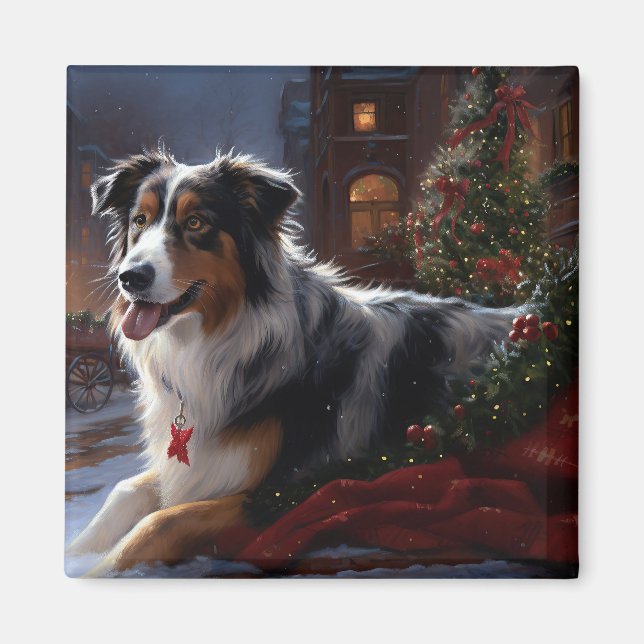 Australian Shepherd Christmas Festive Season  Magnet (Front)