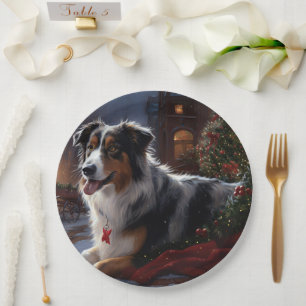 Australian Shepherd Christmas Festive Season  Paper Plate