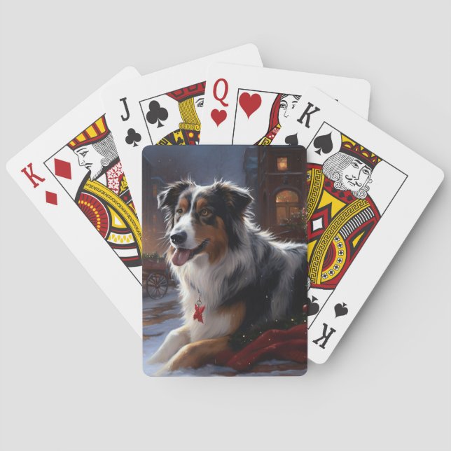 Australian Shepherd Christmas Festive Season  Playing Cards (Back)