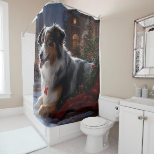Australian Shepherd Christmas Festive Season Shower Curtain