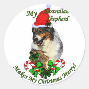 Australian Shepherd Christmas Gifts Classic Round Sticker