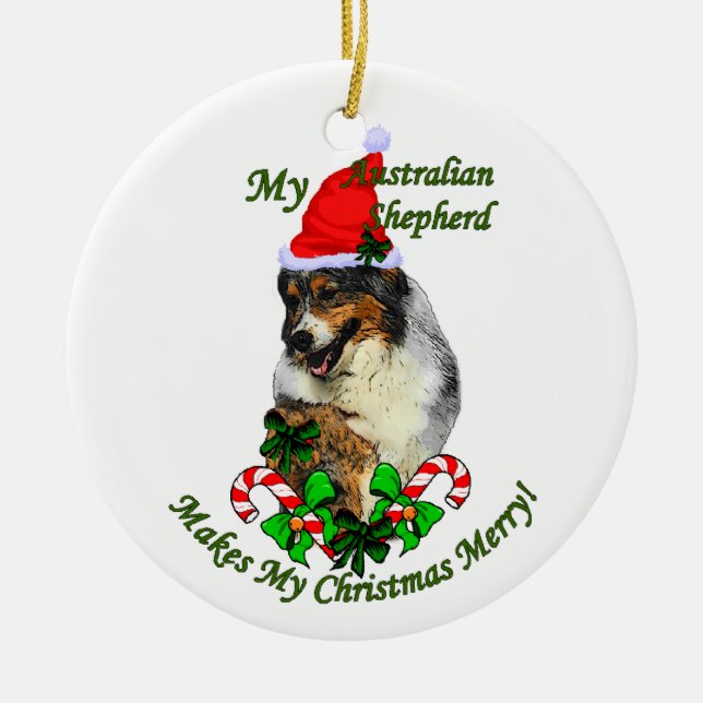 Australian Shepherd Christmas Gifts Ornament (Front)