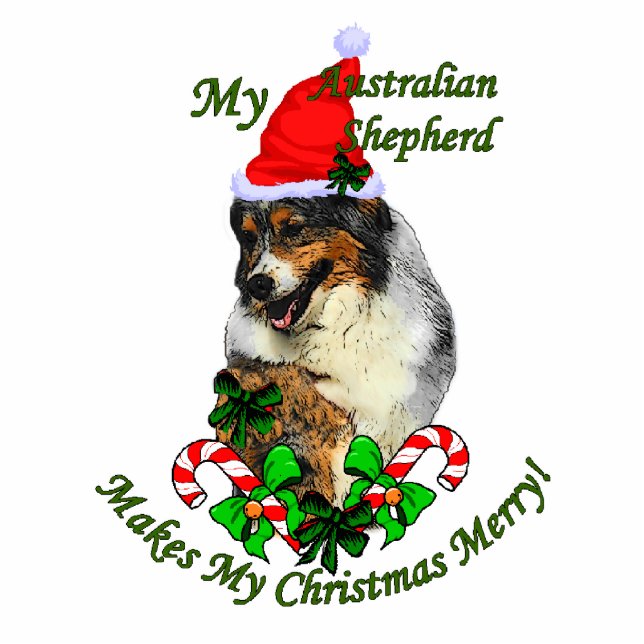 Australian Shepherd Christmas Gifts Ornament Photo Sculpture Decoration (Front)