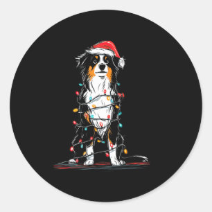 Australian Shepherd Christmas Graphics Dog Lights  Classic Round Sticker