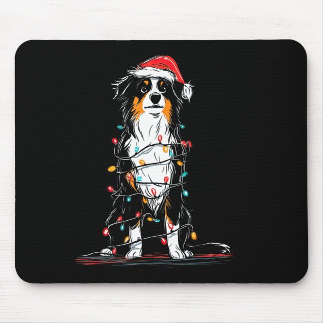 Australian Shepherd Christmas Graphics Dog Lights  Mouse Mat (Front)