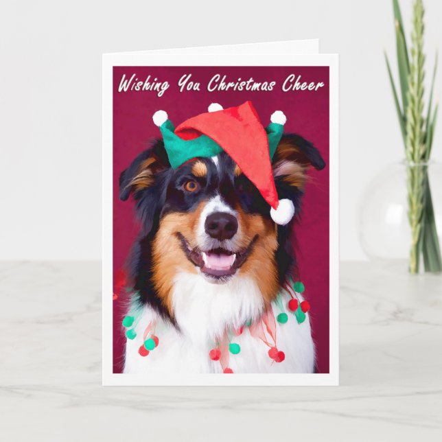Australian Shepherd Christmas Greeting Cards (Front)