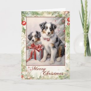 Australian Shepherd Christmas Holiday Card