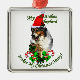 Australian Shepherd Christmas Metal Tree Decoration