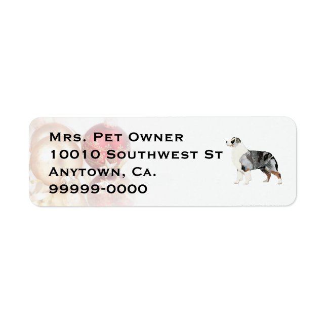 Australian Shepherd Christmas Return Address Label (Front)