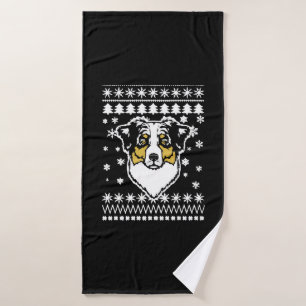 Australian Shepherd Christmas Shirt Bath Towel
