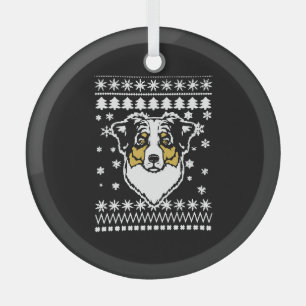 Australian Shepherd Christmas Shirt Glass Tree Decoration