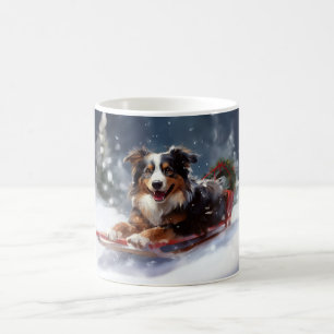 Australian Shepherd Christmas snow winter Coffee Mug
