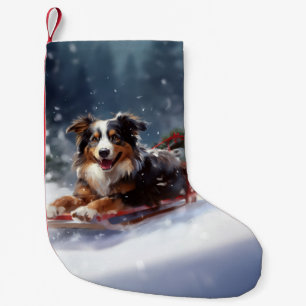 Australian Shepherd Christmas snow winter Small Christmas Stocking