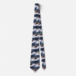 Australian Shepherd Christmas snow winter Tie