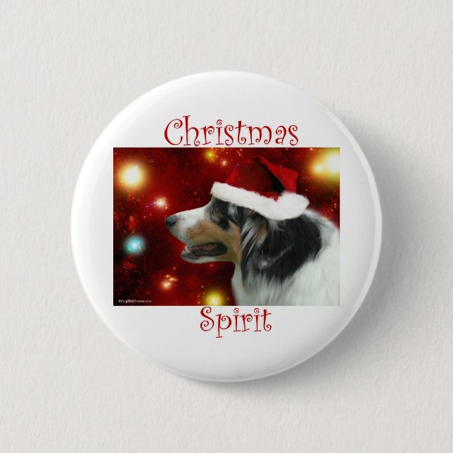 Australian Shepherd Christmas Spirit - Button (Front)