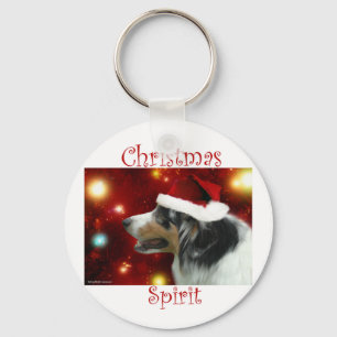 Australian Shepherd Christmas Spirit Keychain