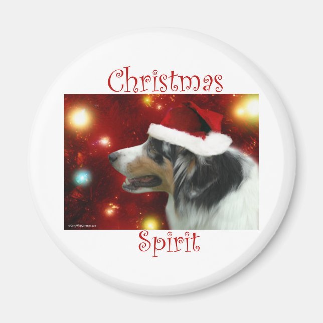 Australian Shepherd Christmas Spirit - Magnet (Front)