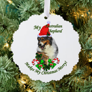 Australian Shepherd Christmas Tree Decoration Card