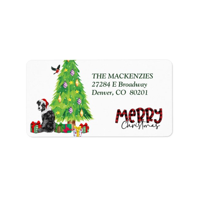 Australian Shepherd Christmas Tree Return Address Label (Front)