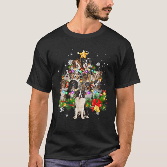 Australian Shepherd Christmas Tree X-Mas Decoratio T-Shirt (Front)