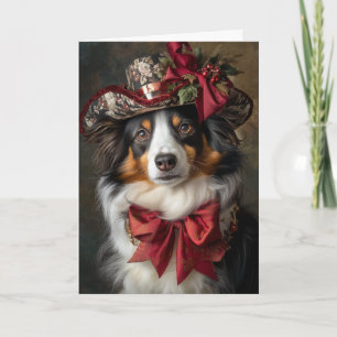 Australian Shepherd Christmas Victorian Dog Holiday Card