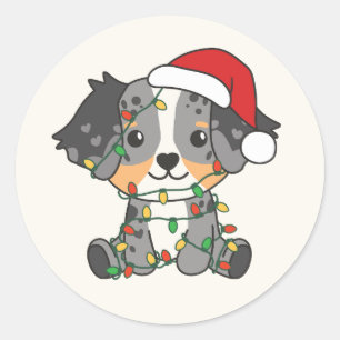 Australian Shepherd Christmas Winter Animals Classic Round Sticker