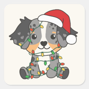 Australian Shepherd Christmas Winter Animals Square Sticker