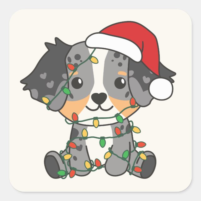 Australian Shepherd Christmas Winter Animals Square Sticker (Front)