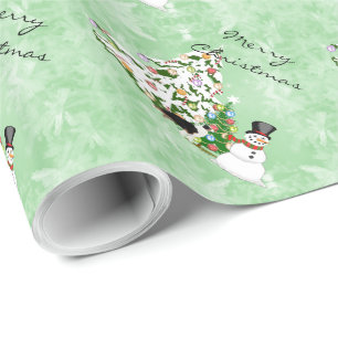 Australian Shepherd Christmas with Snowman Wrapping Paper