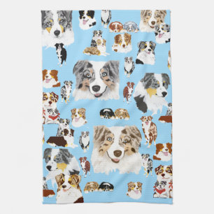 Australian Shepherd Collage Tea Towel