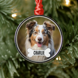 Australian Shepherd Custom Dog Photo and Name Metal Tree Decoration