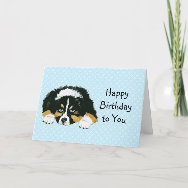 Australian Shepherd Custom Happy Birthday Card (Front)