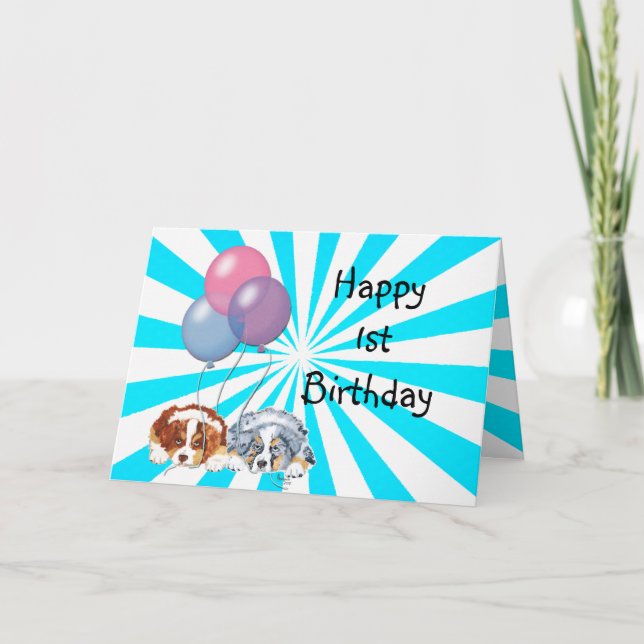 Australian Shepherd Custom Happy Birthday Card (Front)