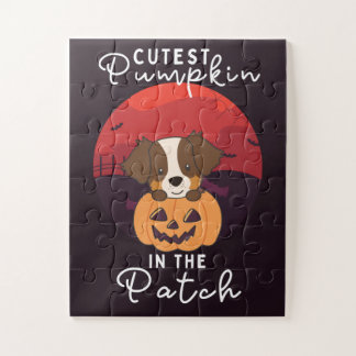 Australian Shepherd cutest pumpkin in the patch Ji Jigsaw Puzzle