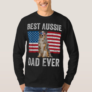 Australian Shepherd Dad American Flag Dog Lover Au T-Shirt
