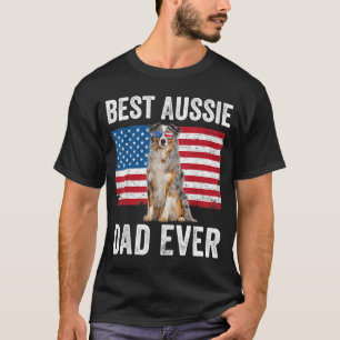 Australian Shepherd Dad American Flag Dog Lover Au T-Shirt