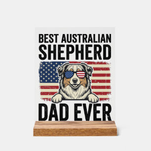Australian Shepherd Dad Patriotic Vintage Acrylic Sign