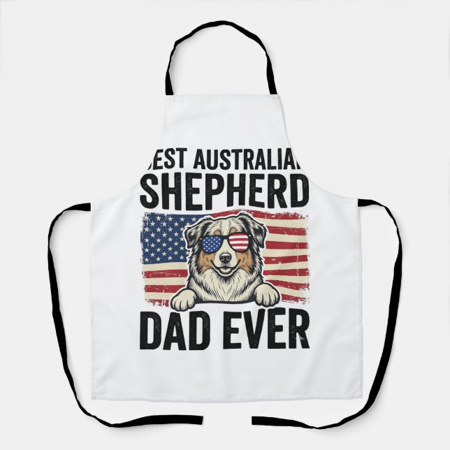 Australian Shepherd Dad Patriotic Vintage Apron (Front)